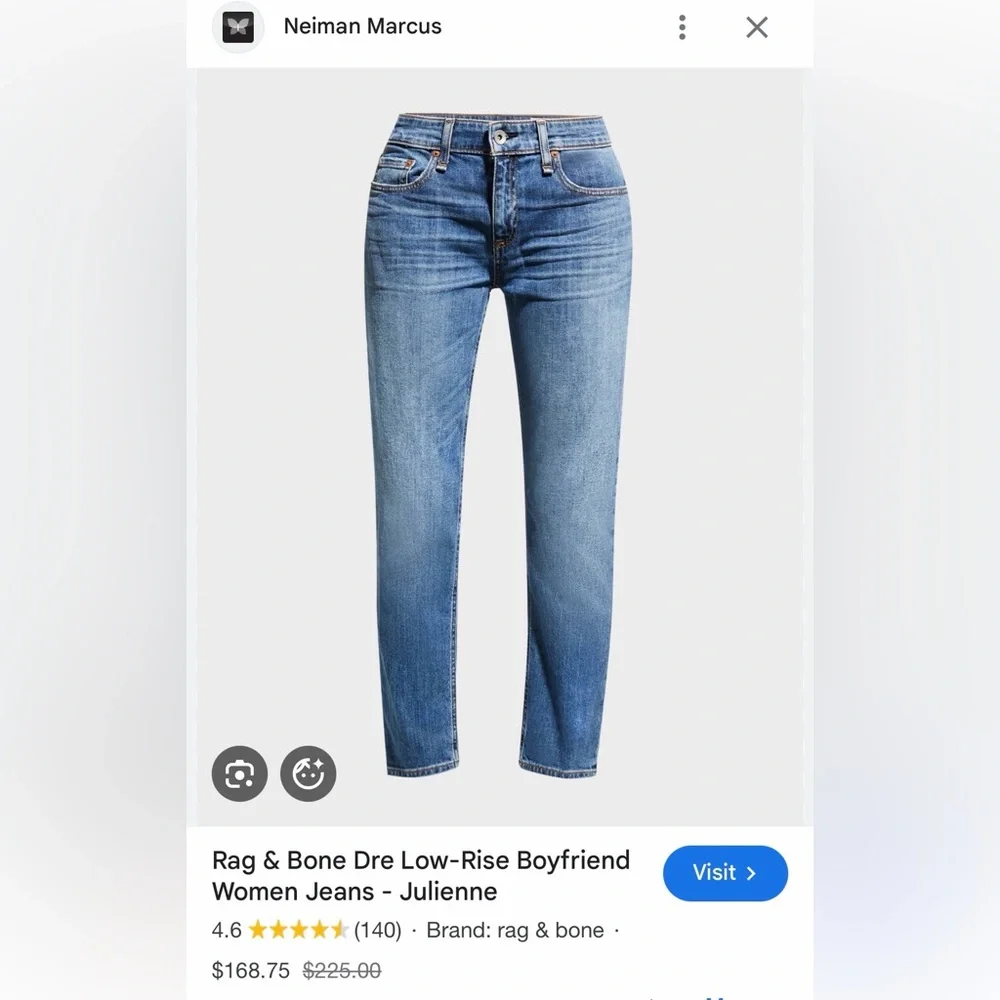 Rag & Bone The Dre Jeans slim boyfriend size 28 dark faded color The Pike - Picture 3 of 13